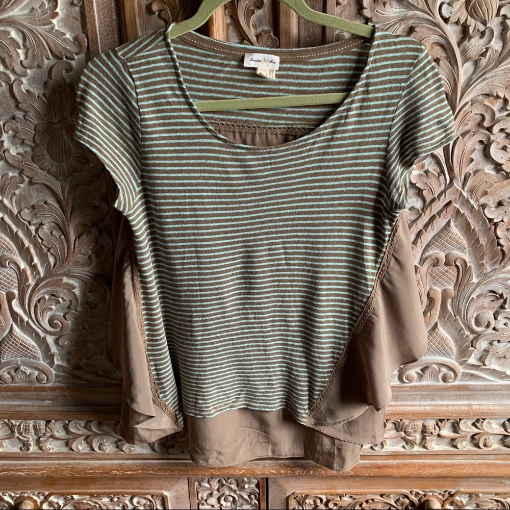 Anthro T-shirt with Ruffled Back Size S